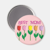Best mam Tulips Design giften Magneet (Voorkant / Achterkant)