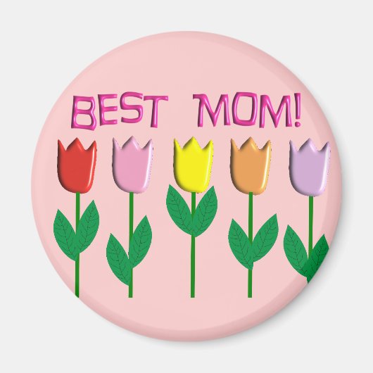 Best mam Tulips Design giften Magneet (Voorkant)