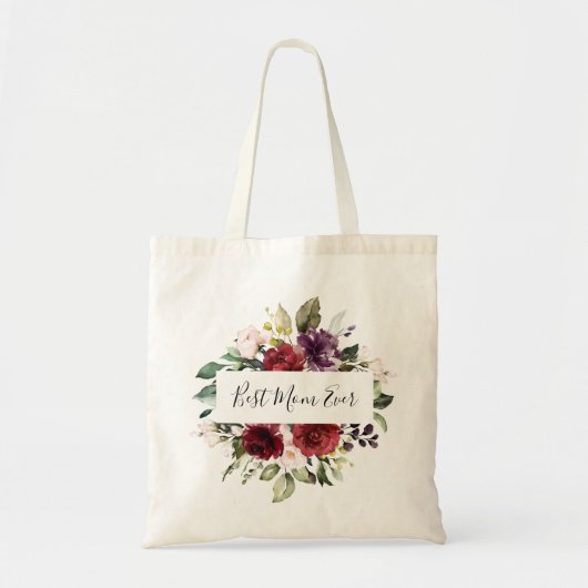 Best Mam Waterverf Burgundy Greenery Floral Lijst Tote Bag (Voorkant)
