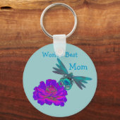Best mam Whimsical Dragonfly Flower Sleutelhanger (Voorkant)