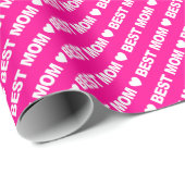 Best mam White op Hot Pink Wrapping Paper Cadeaupapier (Rol Hoek)