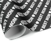 Best mam White op zwart omslagpapier Cadeaupapier (Rol Hoek)