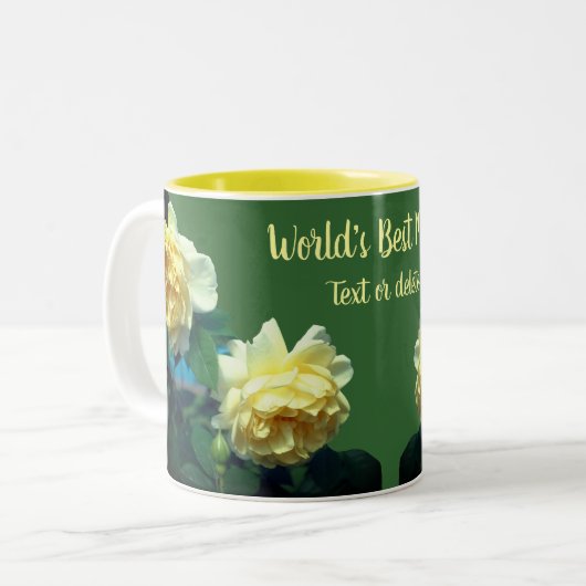 Best Mam Yellow Roses Floral gepersonaliseerd Tweekleurige Koffiemok (Voorkant links)