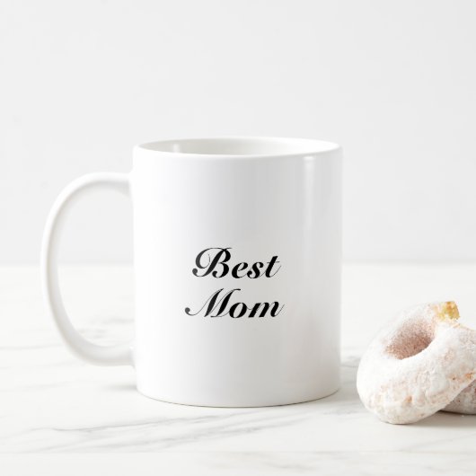 Best mam zwart wit klassiek script elegant schatti koffiemok (Met donut)
