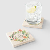 Best mama Ever-Waterverven Flowers Wreate Stenen Onderzetter (Zijkant)