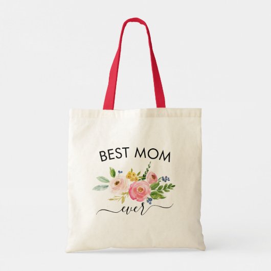 Best mama Moederdag Gift Moeder Love Floral Boho Tote Bag (Achterkant)