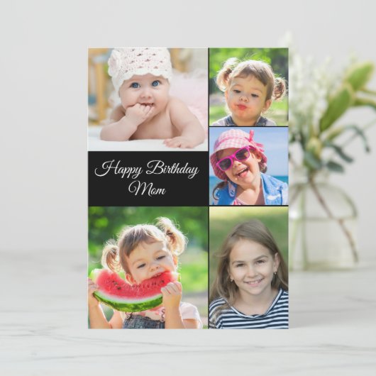 Best mama Photo Collage Birthday Flat Kaart (Staand voorkant)