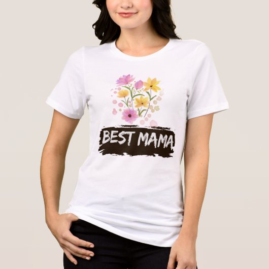 Best Mama Watercolour Flowers t shirt (Voorkant)