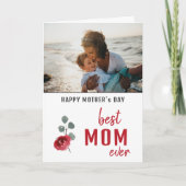 Best Mama Waterverf Roos Floral Moeder Day Foto Kaart (Voorkant)