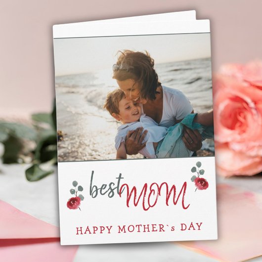 Best Mama Waterverf Roos Floral Moeder Day Foto Kaart