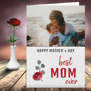 Best Mama Waterverf Roos Floral Moeder Day Foto Kaart