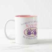 Best Mamaw Hands Down T-shirt Tweekleurige Koffiemok (Links)