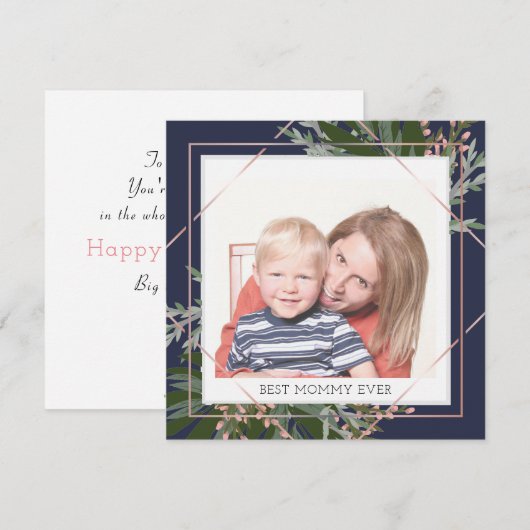 Best mammie Moederdag Floral - Aangepaste foto Feestdagenkaart (Voorkant / Achterkant)