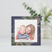 Best mammie Moederdag Floral - Aangepaste foto Feestdagenkaart (Staand voorkant)