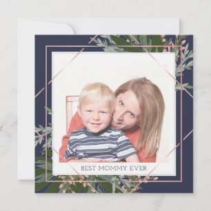 Best mammie Moederdag Floral - Aangepaste foto Feestdagenkaart