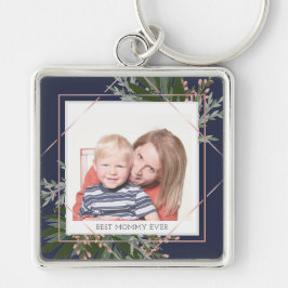 Best mammie Moederdag Floral - Aangepaste foto Sleutelhanger