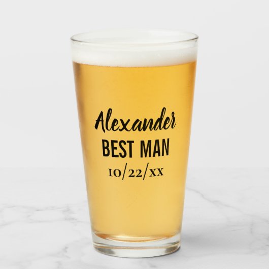 Best Man Bachelor Party Wedding Favor Beer Pint Glas (Voorkant gevuld)