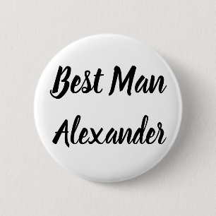 Best Man Black and White Custom Name Gifts Wedding Ronde Button 5,7 Cm