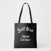 Best Man Black Bold Script Weddenschap Swag Tote Bag (Voorkant)