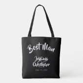 Best Man Black Bold Script Weddenschap Swag Tote Bag (Achterkant)