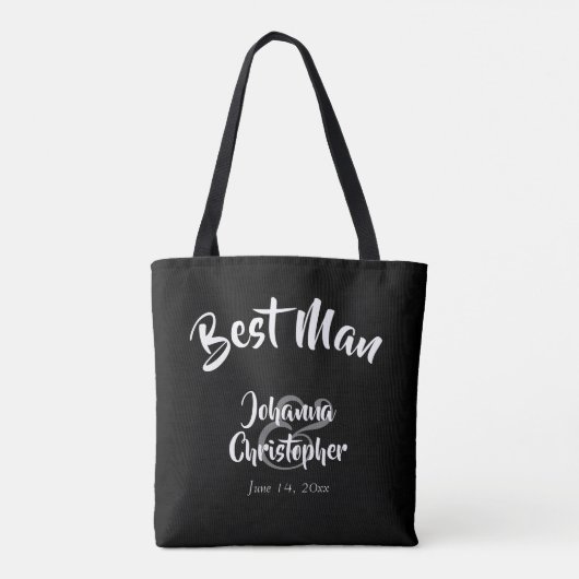 Best Man Black Bold Script Weddenschap Swag Tote Bag (Achterkant)