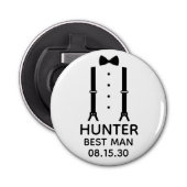 Best Man Black Bow Stropdas Button Flesopener (Voorkant)