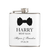 Best Man Black Bow Stropdas Heupfles (Voorkant)