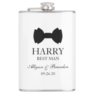 Best Man Black Bow Stropdas Heupfles