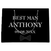 Best Man Black Elegant Modern Name Gifts Wedding Groot Cadeauzakje (Voorkant)