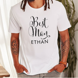 Best Man Black Script Personalized Wedding T-shirt