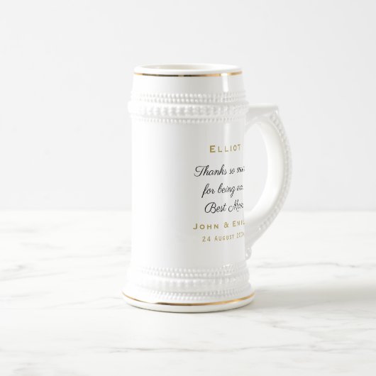 Best Man Black Script Wedding Bedankt Berichtnaam Bierpul (Voorkant rechts)