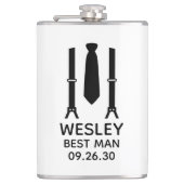 Best Man Black Stropdas Heupfles (Voorkant)