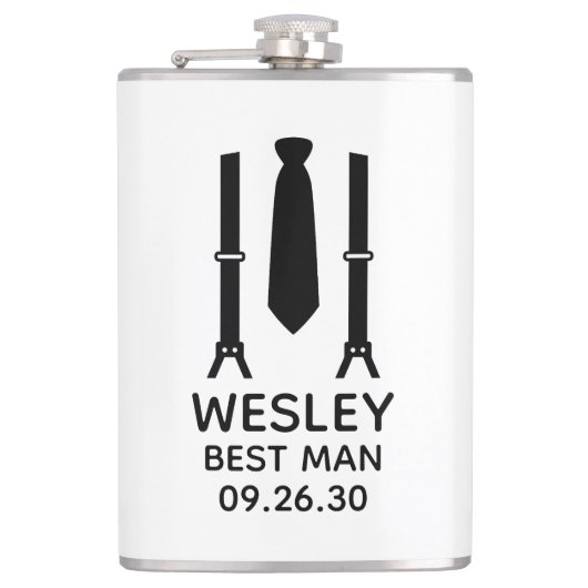 Best Man Black Stropdas Heupfles (Voorkant)