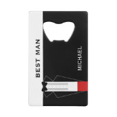 Best Man Black Tuxedo Credit Kaart Bottle Opener Creditkaart Flessenopener (Voorkant)