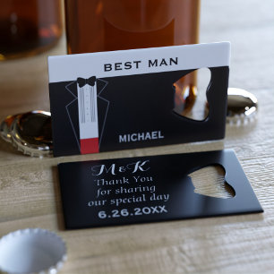 Best Man Black Tuxedo Credit Kaart Bottle Opener Creditkaart Flessenopener
