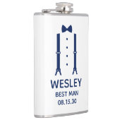 Best Man Blue Bow Stropdas Heupfles (Rechts)