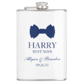 Best Man Blue Bow Stropdas Heupfles (Voorkant)