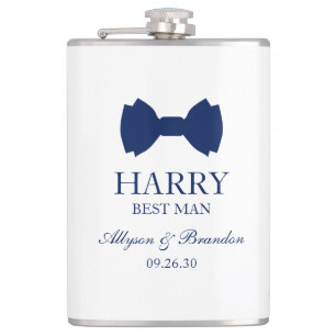 Best Man Blue Bow Stropdas Heupfles
