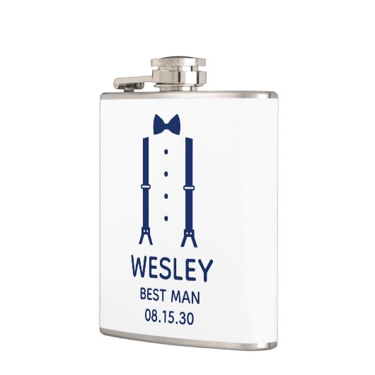 Best Man Blue Bow Stropdas Heupfles (Links)