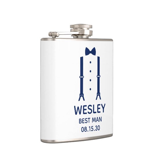 Best Man Blue Bow Stropdas Heupfles (Rechts)