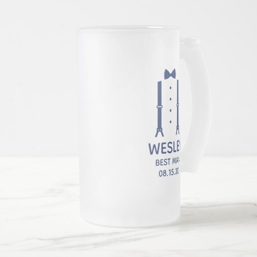 Best Man Blue Bow Stropdas Matglas Bierpul (Voorkant rechts)