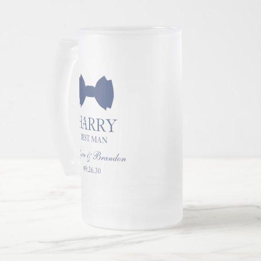 Best Man Blue Bow Stropdas Matglas Bierpul (Voorkant links)