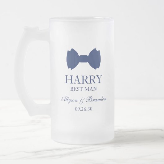 Best Man Blue Bow Stropdas Matglas Bierpul (Links)