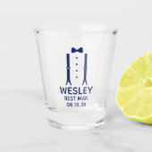 Best Man Blue Bow Stropdas Shot Glas (Voorkant)