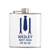 Best Man Blue Stropdas Heupfles (Voorkant)