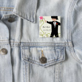 Best Man Bow Stropdas Wedding Badges Vierkante Button 5,1 Cm (In situ)