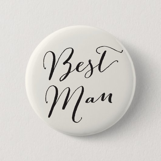 Best Man Calligraphy Wedding Bridal Party Button (Voorkant)