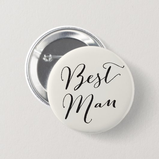 Best Man Calligraphy Wedding Bridal Party Button (Voorkant /achterkant)