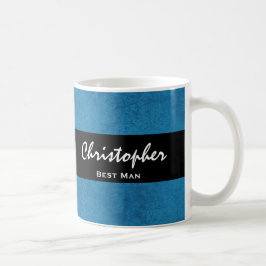 BEST MAN Custom Name Cobalt Blue Grunge Damask Koffiemok