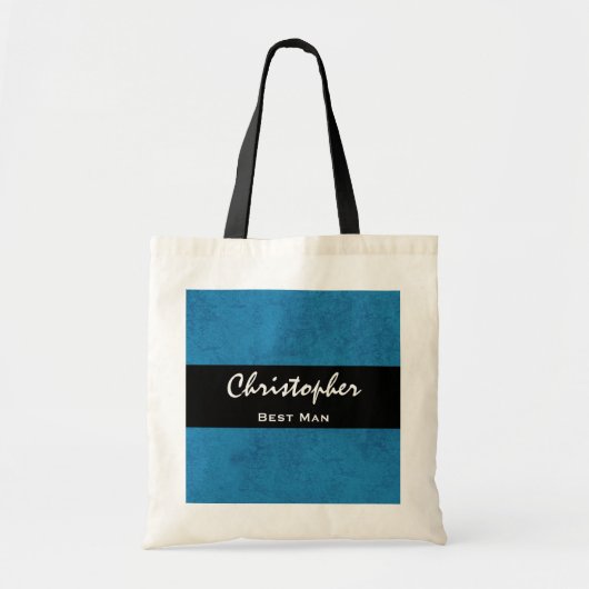 BEST MAN Custom Name Cobalt Blue Grunge Damask Tote Bag (Voorkant)